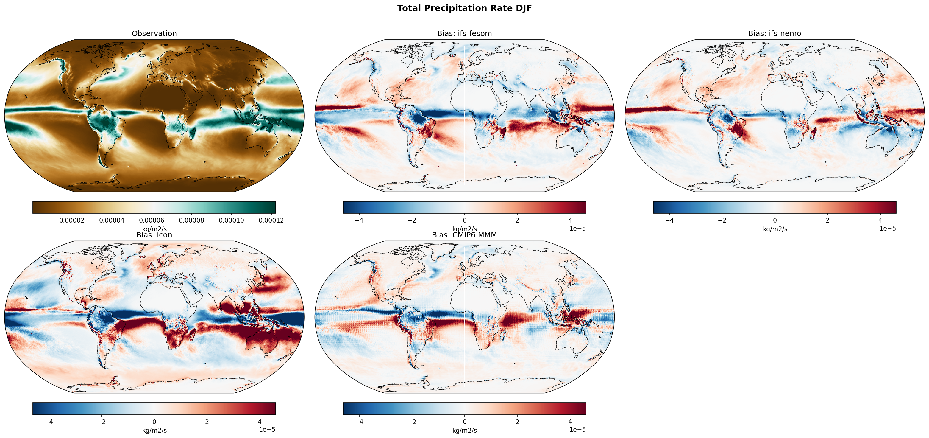 Total Precipitation Rate DJF Bias
